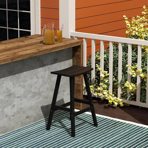 Miniatura 2 de HDPE Laguna Contempo - Taburete de bar de 29", color negro