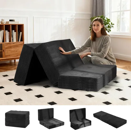 Miniatura 9 de Colchón plegable de tres pliegues de 6 pulgadas, sofá cama plegable con funda extraíble lavable, colchón de futón portátil de tamaño completo