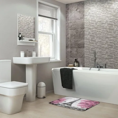 Miniatura 8 de Paris Tower - Tapete de baño de microfibra extrasuave y absorbente, tapete de baño de felpa antideslizante, tapete de baño para suelo de baño