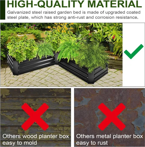 Miniatura 7 de Kit de Cama de Jardín Elevada, Macetero Galvanizado de 5x5x1 pies, Cajas de Jardín Elevado Altas para Exteriores, Camas de Jardín Elevado de Metal