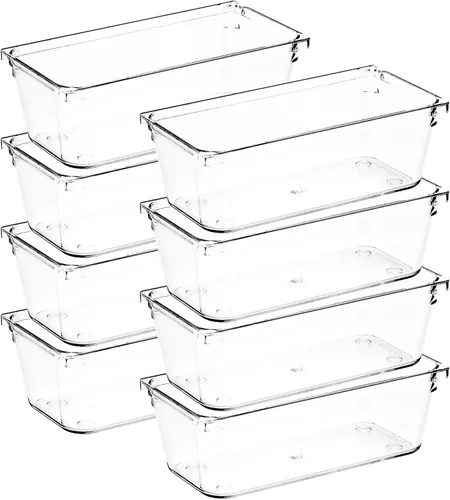 Miniatura 19 de Paquete de 4 organizadores de cajones, contenedores de almacenamiento de acrílico transparente de 6 x 9 pulgadas con almohadillas antideslizantes