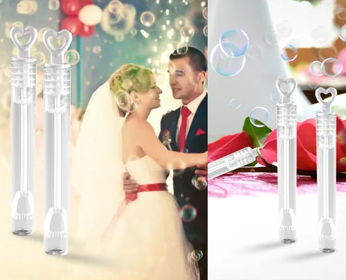 Miniatura 6 de Paquete de 40 varitas de burbujas de corazón, gran varita de burbujas para fiestas y bodas y aniversarios por Big Mo's Toys