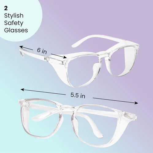 Miniatura 2 de Aqulius 2 Pack Stylish Safety Glasses Goggles, Scratch Resistant, Safety Glasses for Women, Blue Light, Glasses for Nurses TRANSPARENTE/TRANSPARENTE