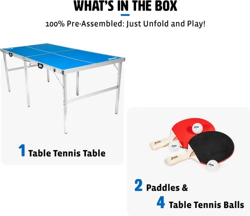 Miniatura 2 de EastPoint Sports Penn Space Saver - Mesa de tenis de mesa totalmente montada de 6 pies x 3 pies, mesa portátil para interiores y exteriores con red
