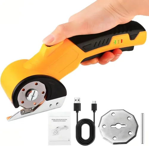 Tijeras eléctricas con luz LED, motor sin escobillas de alta eficiencia, batería de 2000 mAh, hoja de acero de tungsteno para alfombra de tela,