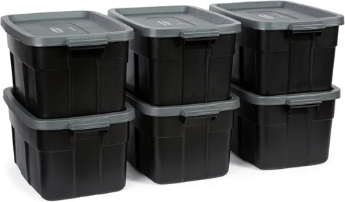 Miniatura 8 de Rubbermaid Paquete de 6 Contenedores Resistentes y Duraderos de 3 GAL para Almacenamiento con Tapas a Presión y Asas, Contenedores de Almacenamiento