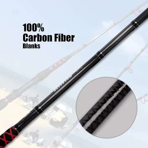 Miniatura 5 de Fiblink Surf Spinning - Caña de pescar de 2 piezas/3 piezas de fibra de carbono para viajes (9 pies, 11 pies y 12 pies y 15 pies)