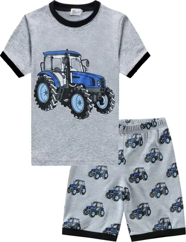 Miniatura 3 de Pijamas para niños pequeños, 100% algodón, ropa de dormir con camión de bomberos, ropa de dormir para bebé, 4 piezas, pijamas de verano para niños