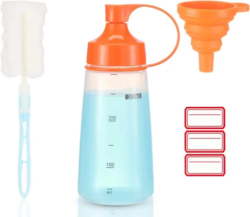 Miniatura 16 de Botellas de plástico para condimentos para salsas de boca ancha, dispensador de botellas para aderezo de ensalada, aceite de cocina, salsa