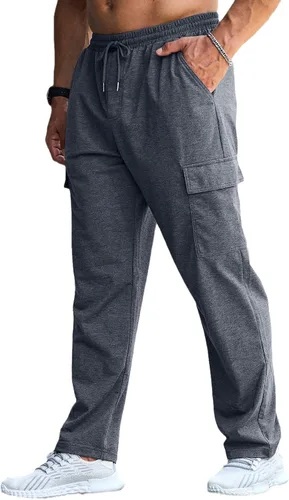 Miniatura 7 de CTU Pantalones deportivos holgados de moda para hombre, ligeros, para entrenamiento, pantalones deportivos con parte inferior abierta con bolsillos