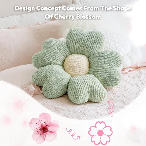 Miniatura 6 de Sioloc Almohada Decorativa con Forma de Flor, Almohada con Forma de Flor, Almohada de Suelo, Cojín de Asiento, Bonita Almohada Estética como Verde
