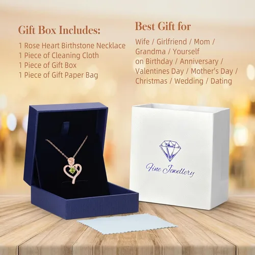 Miniatura 5 de Meeshi Collar de corazón de rosa para mujer, regalos de cumpleaños, collares de aniversario para esposa, regalo de joyería para mamá, cumpleaños