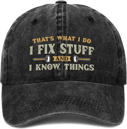 Miniatura 7 de I Fix Things Hat, I Fix Stuff and Know Things Sombrero para hombres, Thats What I Do I Fix Stuff Hat, Hat I Fix Stuff 8 (negro)