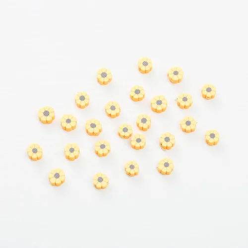 Miniatura 5 de 100 piezas de cuentas de polímero de girasol amarillo de 10 mm para joyería de mujer; pulseras, collares, pinza para el cabello de bricolaje