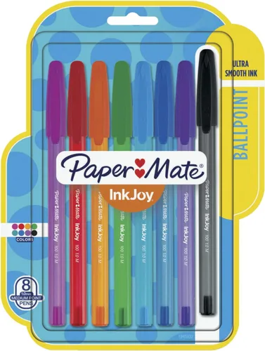 Miniatura 2 de Paper Mate Inkjoy 100 - Bolígrafo de punta redonda, tamaño mediano, 0.039 pulgadas, ocho colores surtidos de tinta y barril, 8