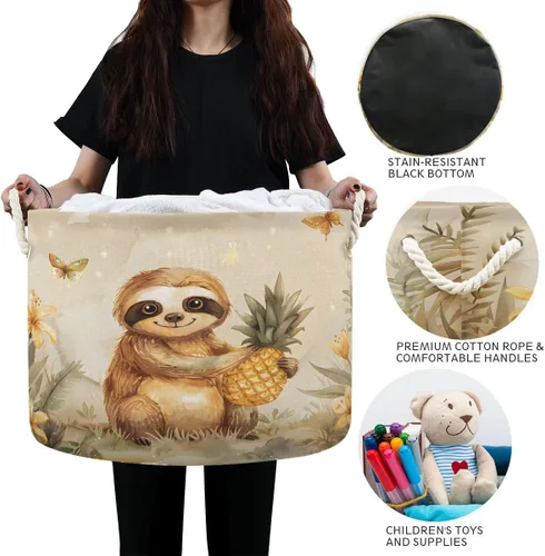 Miniatura 6 de Cesta de almacenamiento grande plegable bolsa de ropa redonda plegable de tela para la ropa sucia cesta plegable cubo de lavado abstracto moderno