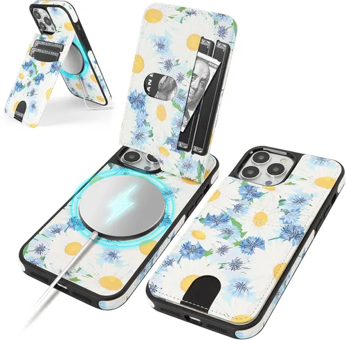 Miniatura 32 de SkyEagle Funda compatible con Magsafe para iPhone 13 Pro Max con soporte para tarjetas, función atril, bloqueo RFID, ranuras para tarjetas