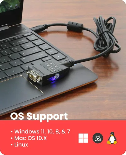 Miniatura 3 de Gearmo Adaptador serie USB C a RS232 con chip FTDI Indicadores LED de transferencia de datos de alta velocidad compatible con plataforma cruzada