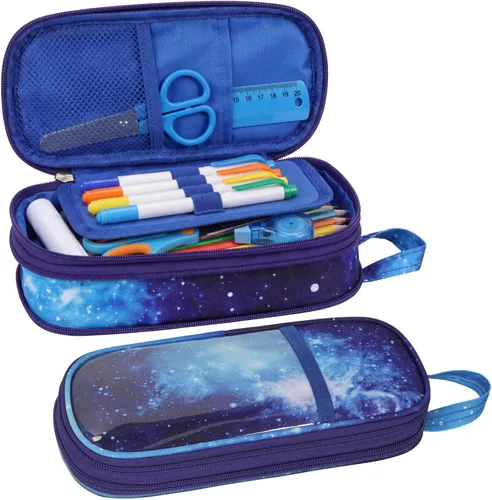 Miniatura 36 de Bagseri Pencil Case for Kids - Expandable Pencil Case for Boys Pencil Pouch Pencil Box Organizer Cute Pencil Bag for Student School, Black Football