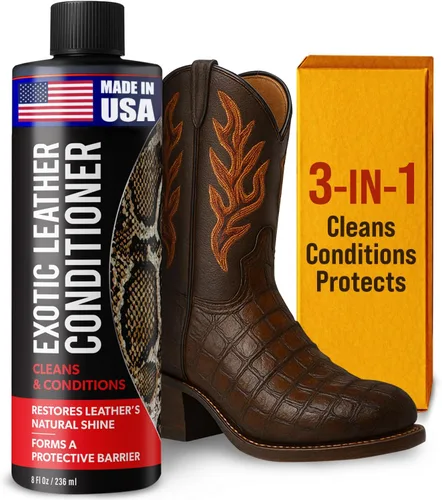 Acondicionador de Cuero Exótico para Botas - Limpiador de Cuero Hecho en EE.UU. Especialmente Formulado para Limpiar y Acondicionar tus Pieles de