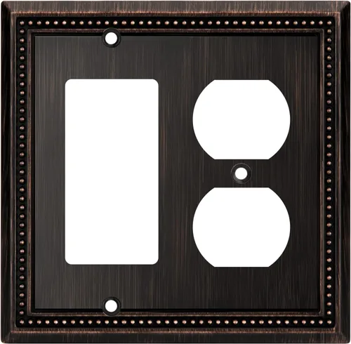 Miniatura 47 de Henne Bery Sunken Pearls - Placa de pared decorativa resistente para interruptor, cubierta para tomacorrientes (doble dúplex, níquel satinado)