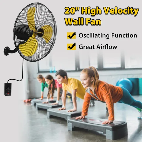 Miniatura 6 de VENTISOL Ventilador de pared de 20 pulgadas con oscilación, ventilador de pared industrial de alta velocidad para interior, comercial, residencial
