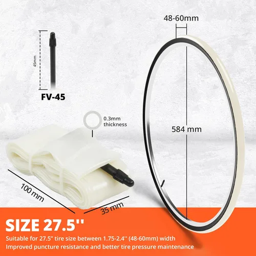 Miniatura 2 de IMPALAPRO Tubo interior de TPU para bicicleta de montaña, 26-29 pulgadas, 1.75-2.4 pulgadas de ancho, válvula Presta de 1.772 in 1 pieza 27.5