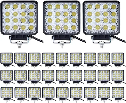 Miniatura 8 de Turboo - Barra de luz LED, 10 unidades de 4 pulgadas y 48 W, luces de trabajo cuadradas, luces LED todoterreno para camiones, vehículos todoterreno