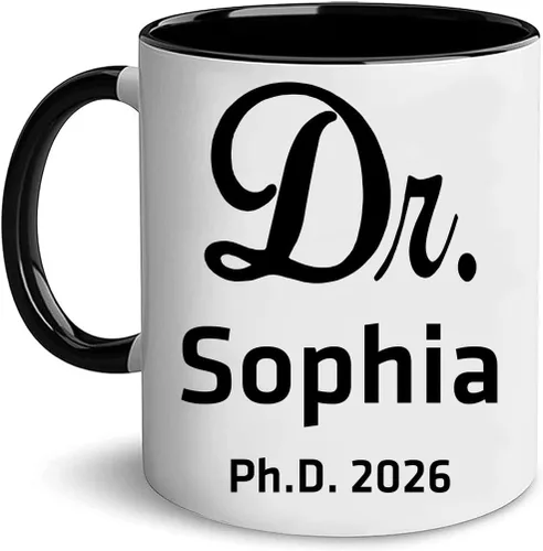 Miniatura 20 de A62227 - Taza de regalo de graduación personalizada con datos nutricionales de doctorado, nombre personalizado y año para mujeres, regalos de nuevo