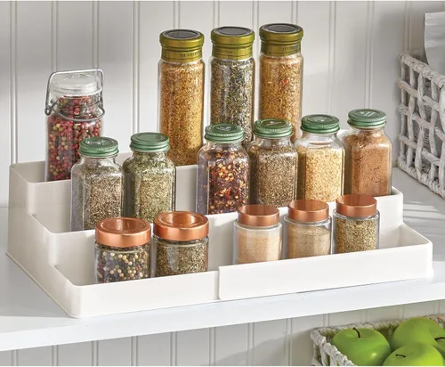 Miniatura 2 de mDesign Organizador de estante de plástico expandible de 3 niveles, almacenamiento para tocador de baño, gabinete, armario, cajón, capacidad