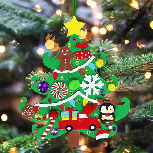 Miniatura 7 de Winlyn 24 juegos de adornos de árbol de Navidad, juegos de arte para manualidades, kits de manualidades de Navidad, pino, muñeco de nieve, copo