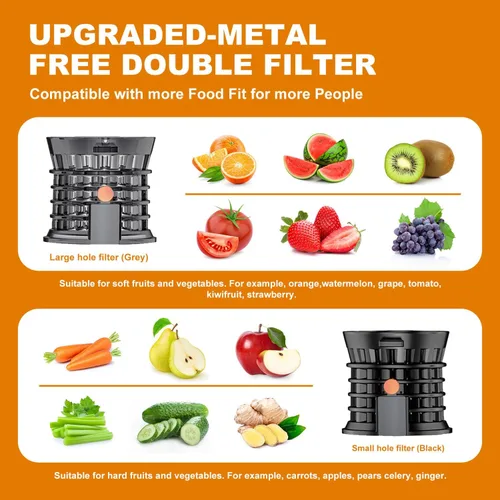 Miniatura 3 de Máquinas exprimidoras, exprimidor de prensa en frío con canal de alimentación grande de 4.2 pulgadas, máquina extractor de jugo lento de fruta