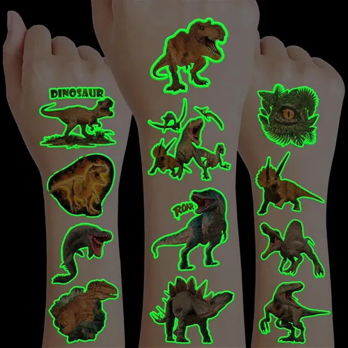 Miniatura 11 de 120 tatuajes temporales precortados de dinosaurio 3D divertidos para niños Recuerdos de fiesta de cumpleaños temáticos súper lindos, suministros