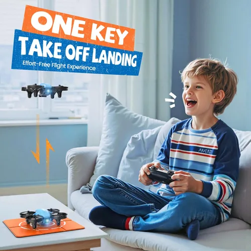 Miniatura 5 de Veeniix V995 Mini drones para niños de 14+ y principiantes, cuadricóptero RC de interiores, pequeño avión helicóptero con giros 3D, rotación