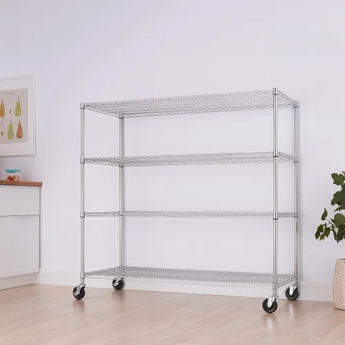 Miniatura 7 de Trinity Basics - Estantería de alambre ajustable de 4 niveles con ruedas para organización de cocina, almacenamiento de garaje, cuarto de EcoStorage