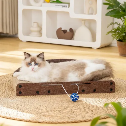 Miniatura 4 de Avont Juego de 3 rascadores de cartón para gatos de interior, rascador corrugado para gatos con almohadilla reversible para rascar, caja de arañazos