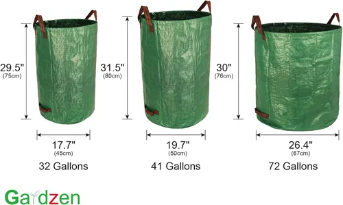 Miniatura 2 de Gardzen Bolsas de basura de 32, 40 y 72 galones, reutilizables, resistentes, plegables, para hojas de jardín, con anillo de plástico, cubo de basura