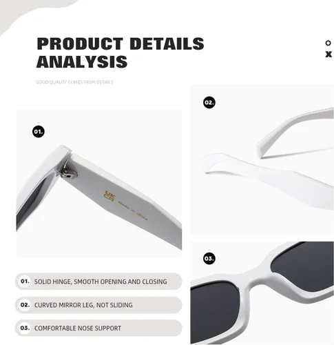 Miniatura 6 de MASDUN Y2k - Gafas de sol cuadradas para mujer y hombre, diseño de moda, estilo retro, a la moda, con protección UV