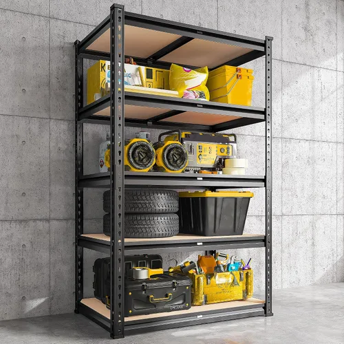 Miniatura 13 de REIBII Estantes de Almacenamiento Estantería de Metal Ajustable 1600LBS Estantes de Garaje Estantes de Metal Industriales de 4 Niveles Estantería