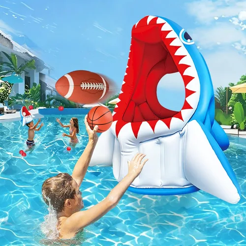 Miniatura 7 de Juguetes de piscina de pulpo para niños de 4 a 8 años, 8 a 12 años, flotadores inflables 2 en 1, juegos de piscina de baloncesto y lanzamiento