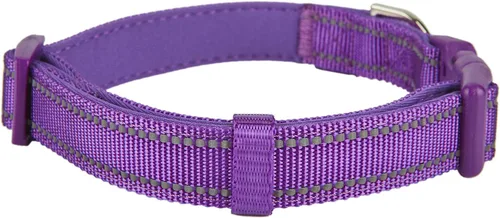 Miniatura 4 de Collar de nailon reflectante para perro con acolchado de neopreno transpirable, ajustable para perros pequeños (9.8 a 15 pulgadas, morado)
