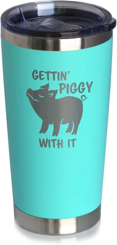 Miniatura 8 de Gettin Piggy - Vaso de café aislado con tapa deslizante, taza aislada de acero inoxidable, regalos de café con temas de cerdo, color negro