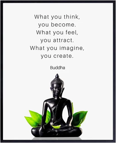 Decoración de pared con citas de Buda – Arte de pared con cita inspiradora – Decoración de meditación Zen – Arte de estatua de Buda – Regalos