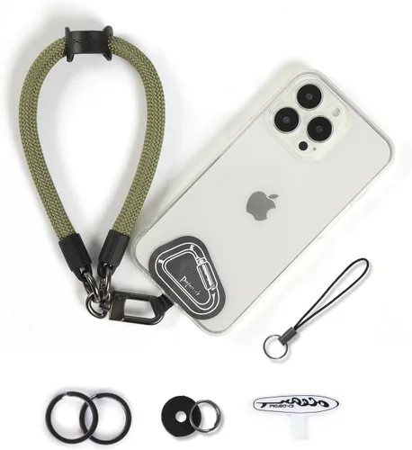 Miniatura 9 de Correa de mano para muñeca, 2 parches para teléfono, soporte para teléfono celular, correa de muñeca para llaves, AirPods, cámara (rosa, 12 pulgadas)