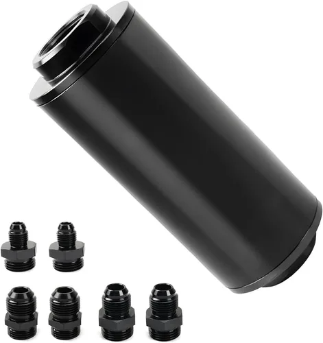 Miniatura 8 de BARTOO Filtro de combustible en línea de 100 micras con adaptador 6AN 8AN 10AN y soporte de montaje de 50 mm para filtrar gasolina, diésel, E85 negro