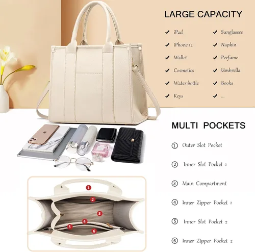 Miniatura 6 de COCIFER The Tote Bag - Bolso cruzado para mujer, bolso de hombro, bolsos de mano de piel sintética con asa superior con cremallera