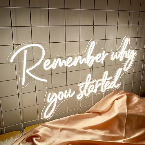 Miniatura 5 de Recuerde por qué comenzó Letrero de neón, luz de neón LED blanca cálida para decoración de pared, letrero iluminado para boda, compromiso, Recuerda