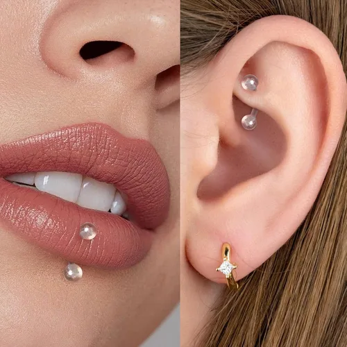 Miniatura 6 de Yolev 15 piezas de retenedores de piercing transparentes para cejas, 0.63 onzas, barra curvada invisible, anillos de ombligo de plástico, cartílago