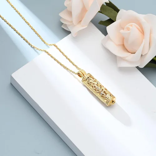 Miniatura 3 de shajwo Joyería de cremación cilíndrica, collar de cenizas de urna del árbol de la vida para mujeres y hombres, vial de cremación de cenizas