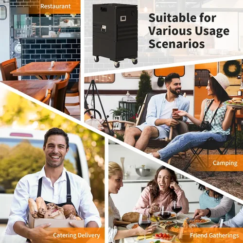 Miniatura 9 de NEEDONE Calentador de alimentos, contenedor de bandeja de alimentos aislado LLDPE de 127 Qt para alimentos calientes/fríos, con ruedas